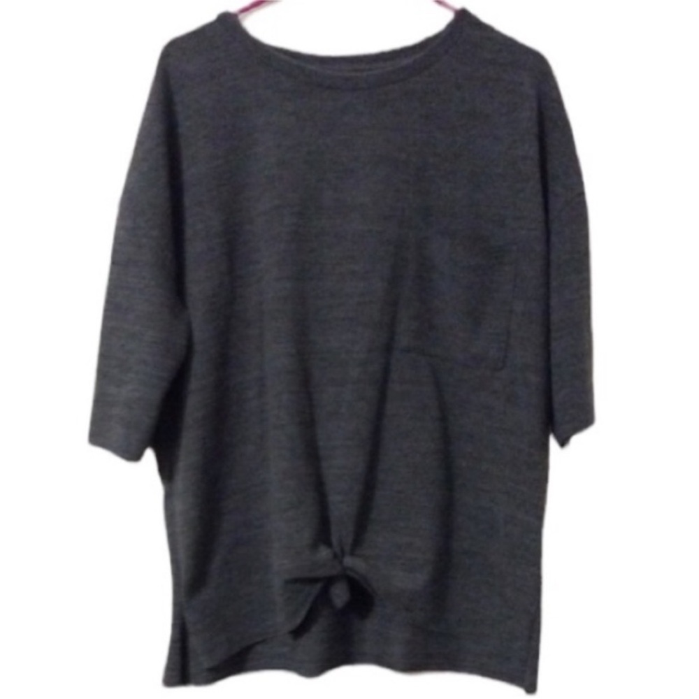 C + J COLLECTIONS Gray Comfortable FRONT TIE Shirt Size LARGE